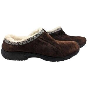 Merrell Brown Leather Faux Fur lined slip on shoes size Womens 5